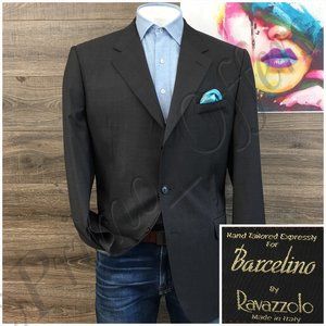 Barcelino Mens Blazer Sport‎ Coat Three Button Casual Jacket Size 46L Wool Suits